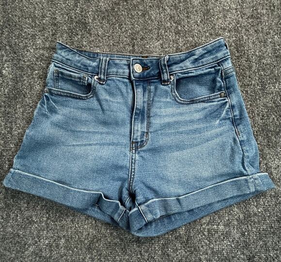 American Eagle Outfitters Pants - American Eagle High Rise Cuffed Denim Shorts Women's Size 00 Light Wash Stretch